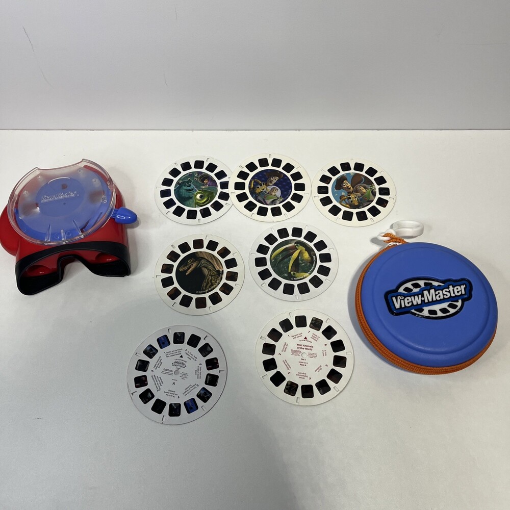 Fisher Price View Master 3D 2002 Handle Viewer Mattel +7 Reels Disney et al